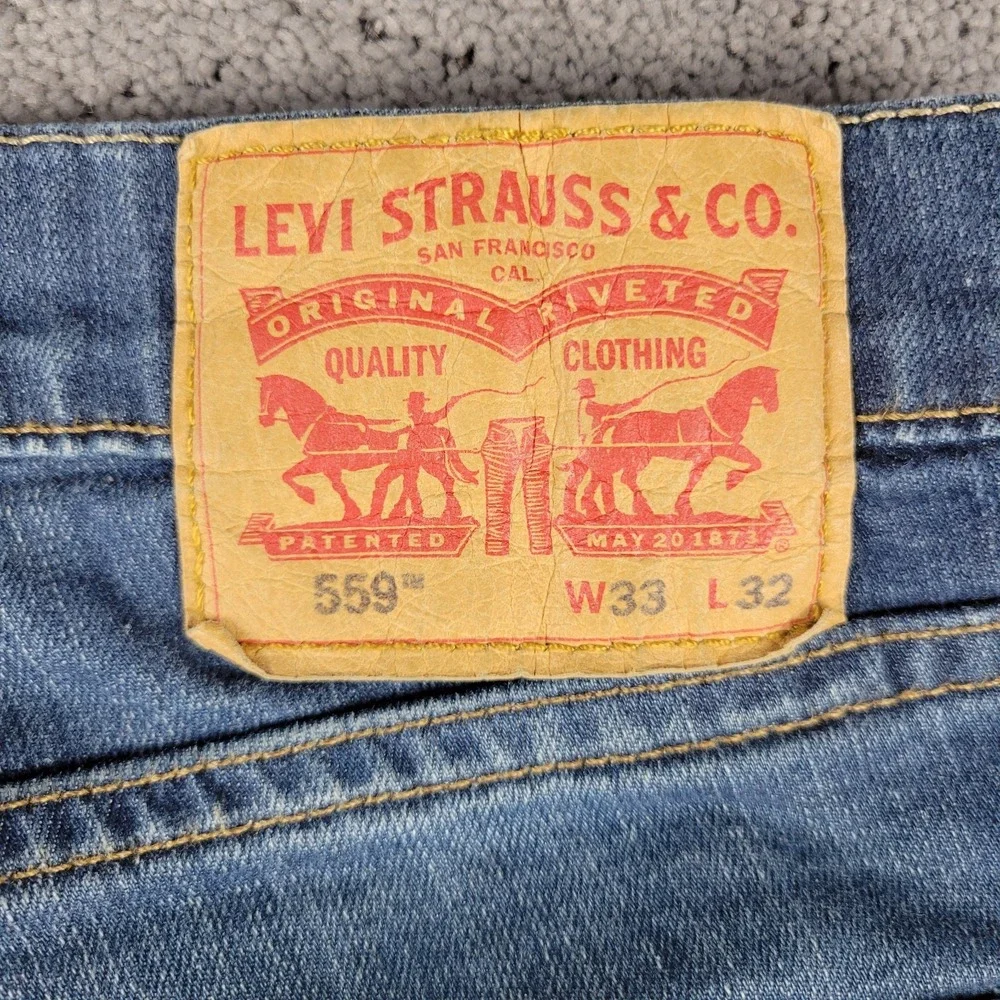 Levis 559 Jeans Mens 33x32 Blue Relaxed Fit Straight Leg Medium Wash Stretch